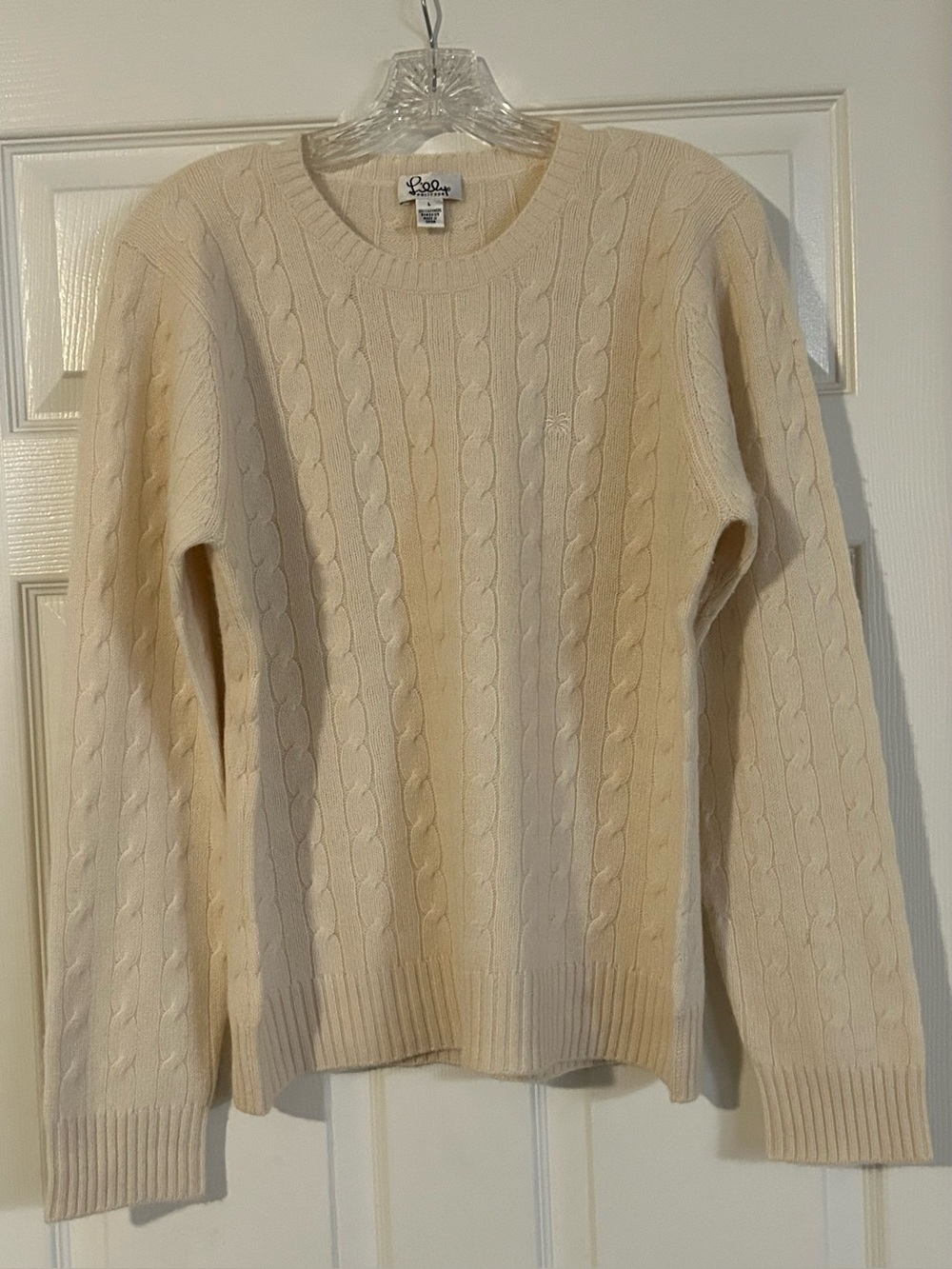 Lilly Pulitzer 100% Cashmere Cream Cable Knit Crewneck Sweater